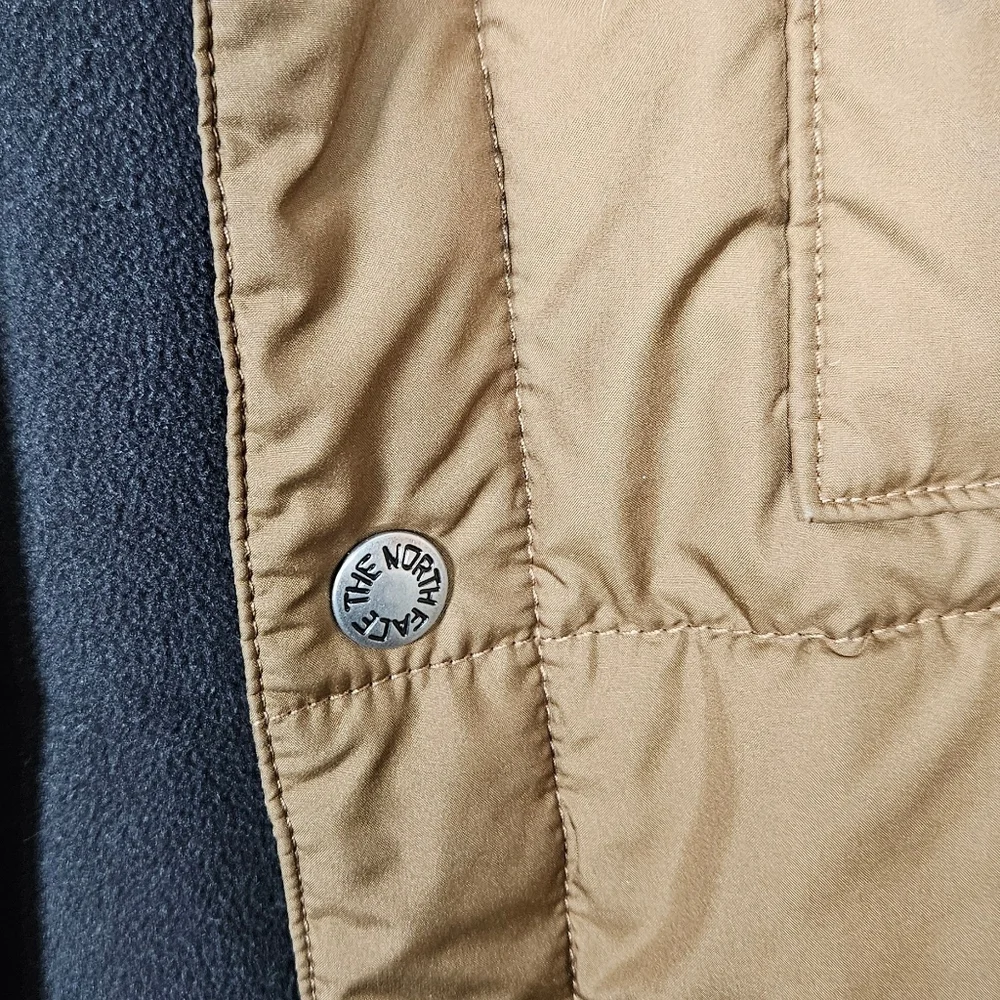 Men's North Face Quilted Snap Front Insulated Jacket Fleece Lined Hooded M